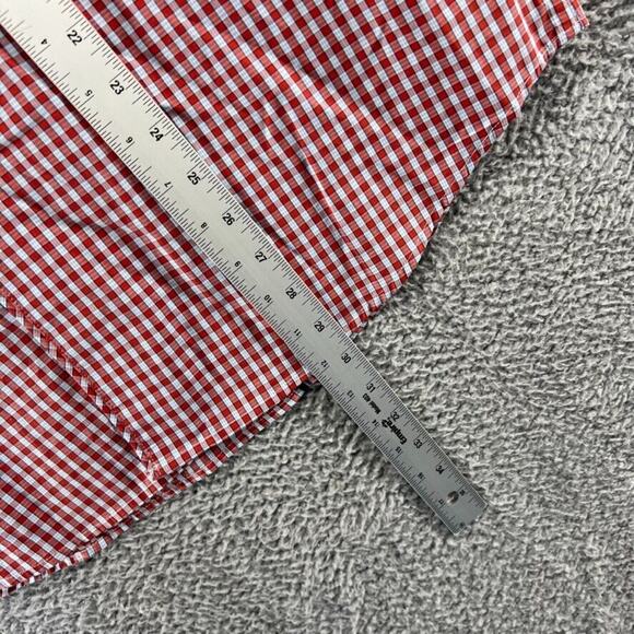 Peter England Shirt Men's 44 Extra Large Red Blue Gingham Check Plaid Slim Fit - Picture 5 of 10